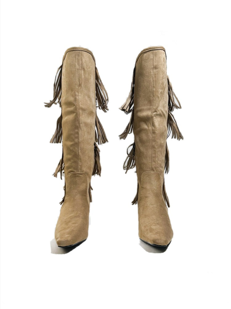 Tassel Pointed Toe Rider Motorcycle Boots【s0000017793】