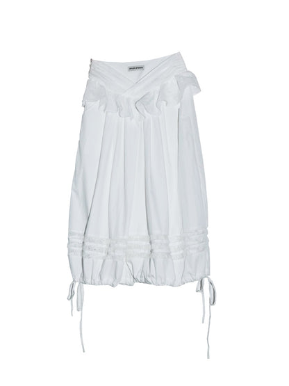 Fake Two-Piece Ruffle Patchwork Light White Loose Balloon Pants【s0000017796】