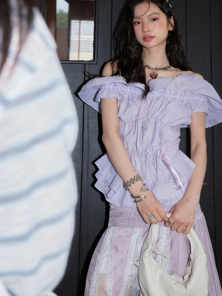 Fairy Style Semi-Sheer Lace Patchwork Pleated Skirt【s0000017800】