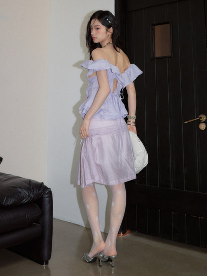 Fairy Style Semi-Sheer Lace Patchwork Pleated Skirt【s0000017800】