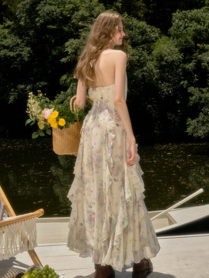 Flowers Relaxed Vitality Fairy Summer Sleeveless V-Neck Long Dress【s0000017805】