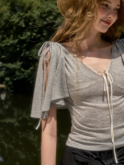 Feather Cool Slim Versatile Short-Sleeved Cape Mini T-Shirt【s0000017807】