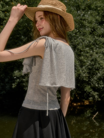 Feather Cool Slim Versatile Short-Sleeved Cape Mini T-Shirt【s0000017807】