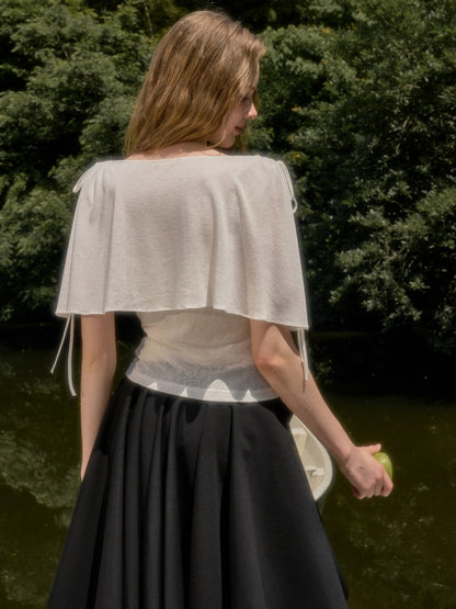 Feather Cool Slim Versatile Short-Sleeved Cape Mini T-Shirt【s0000017807】