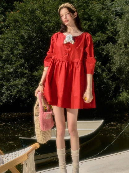 Cherry Juice 100% Comfortable Cotton Loose Freedom French Gentle Doll Dress【s0000017811】