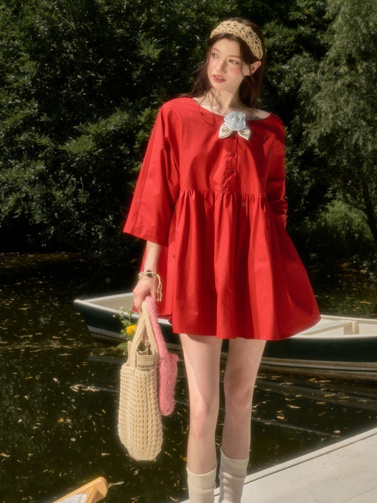 Cherry Juice 100% Comfortable Cotton Loose Freedom French Gentle Doll Dress【s0000017811】