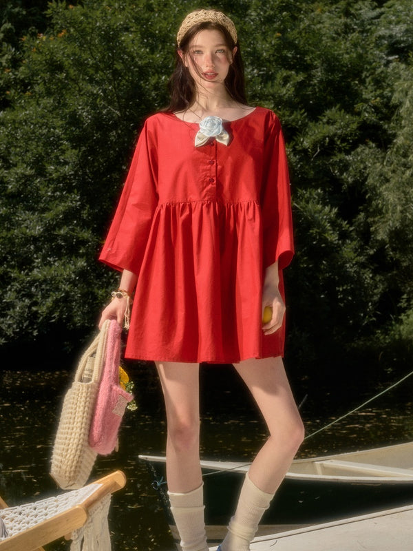 Cherry Juice 100% Comfortable Cotton Loose Freedom French Gentle Doll Dress【s0000017811】