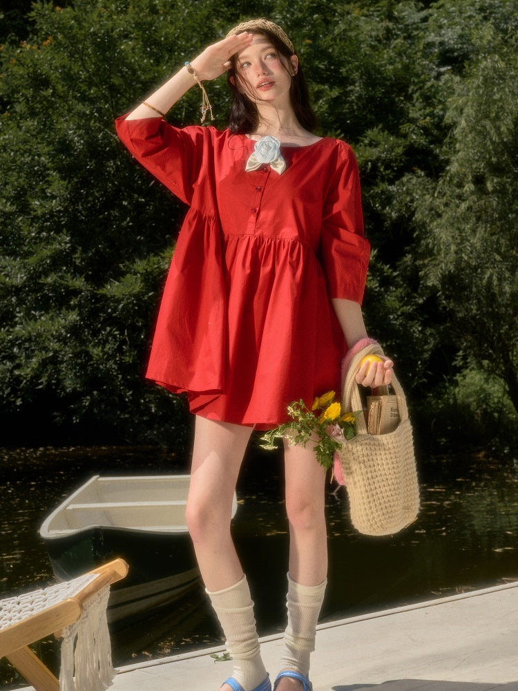 Cherry Juice 100% Comfortable Cotton Loose Freedom French Gentle Doll Dress【s0000017811】