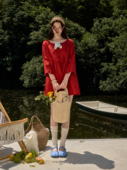 Cherry Juice 100% Comfortable Cotton Loose Freedom French Gentle Doll Dress【s0000017811】