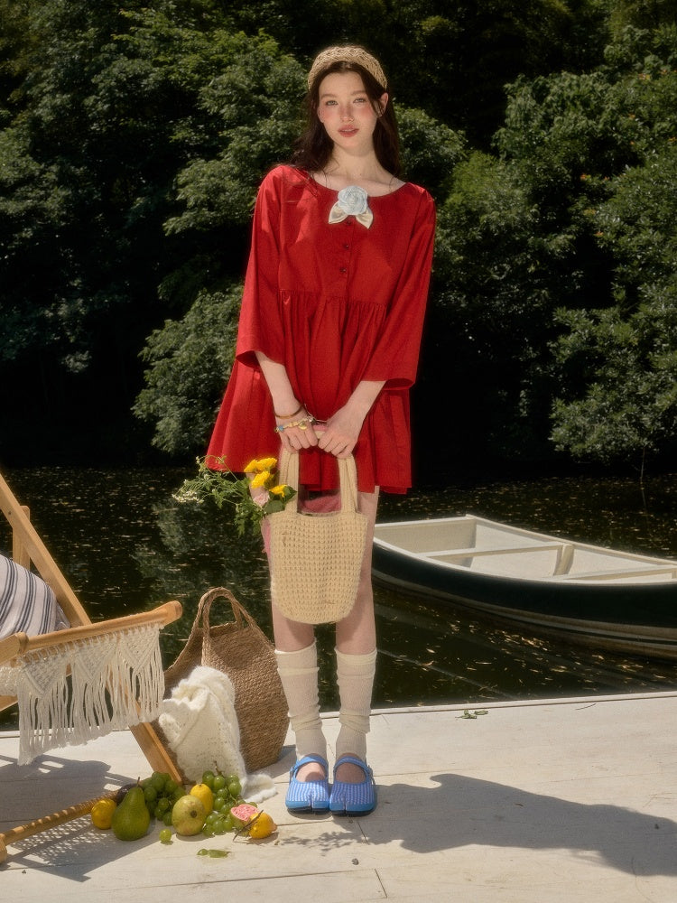 Cherry Juice 100% Comfortable Cotton Loose Freedom French Gentle Doll Dress【s0000017811】