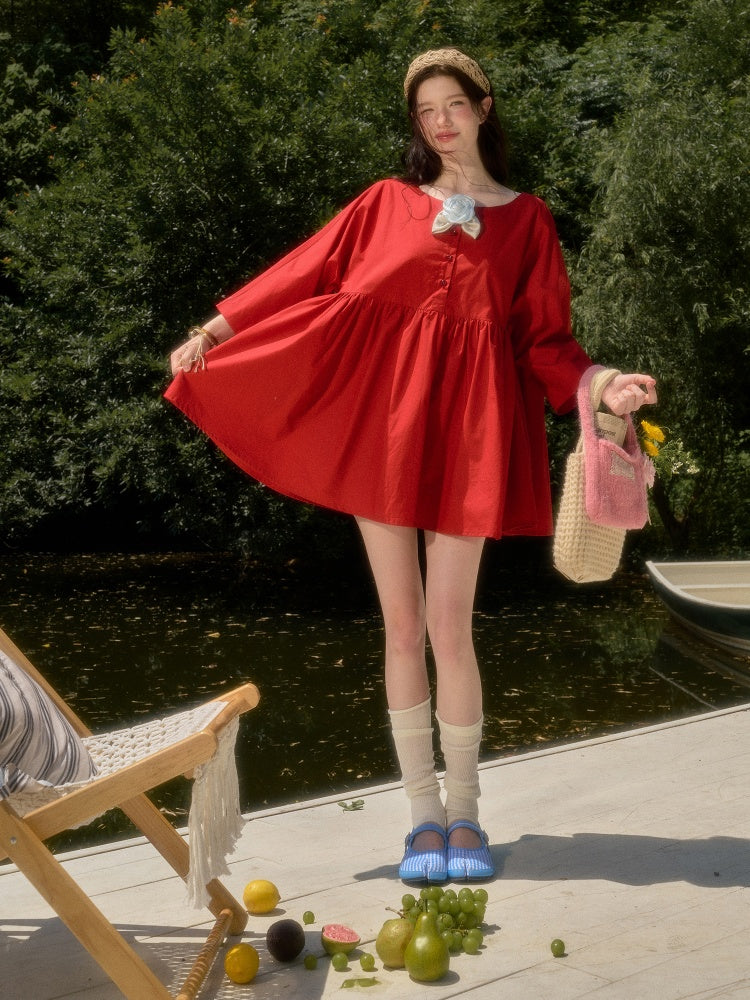 Cherry Juice 100% Comfortable Cotton Loose Freedom French Gentle Doll Dress【s0000017811】