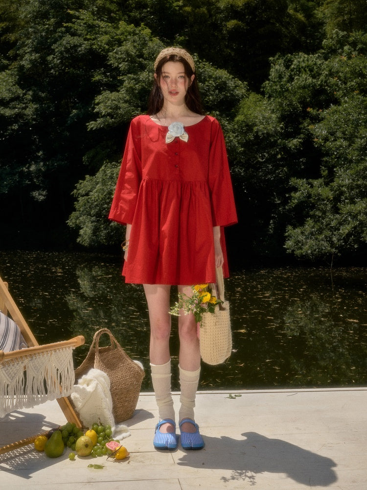 Cherry Juice 100% Comfortable Cotton Loose Freedom French Gentle Doll Dress【s0000017811】