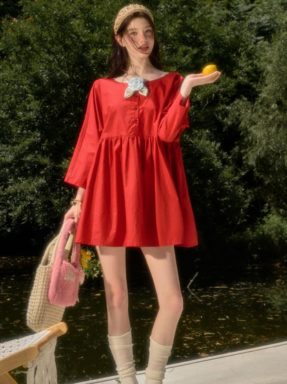 Cherry Juice 100% Comfortable Cotton Loose Freedom French Gentle Doll Dress【s0000017811】
