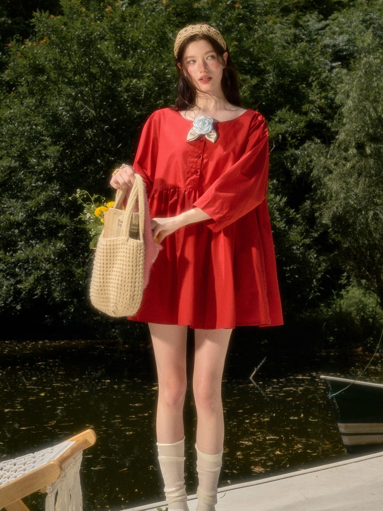 Cherry Juice 100% Comfortable Cotton Loose Freedom French Gentle Doll Dress【s0000017811】