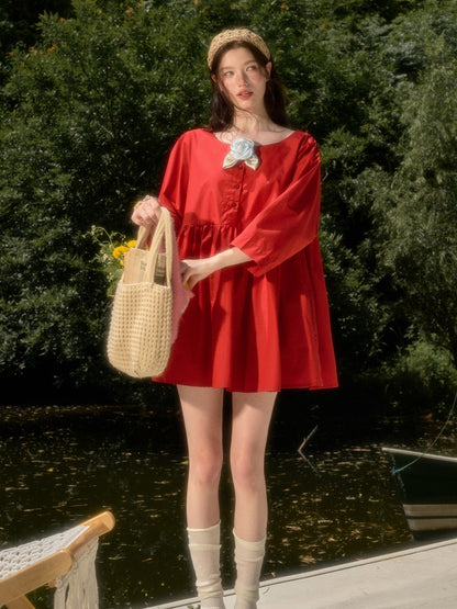 Cherry Juice 100% Comfortable Cotton Loose Freedom French Gentle Doll Dress【s0000017811】