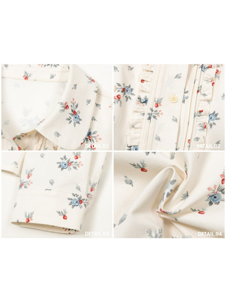 Good Weather Mediterranean Flower Cute Shirt & Skirt Set【s0000017813】