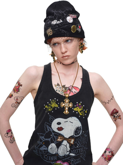1JINN STUDIO×Snoopy Co-Branded Printed Pile Knit Hat【s0000017816】