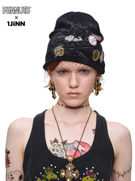 1JINN STUDIO×Snoopy Co-Branded Printed Pile Knit Hat【s0000017816】