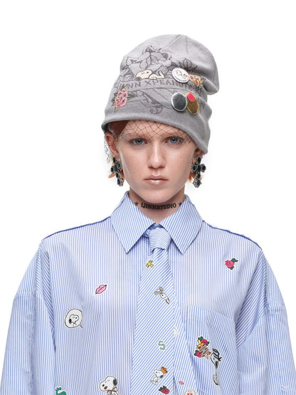 1JINN STUDIO×Snoopy Co-Branded Printed Pile Knit Hat【s0000017816】
