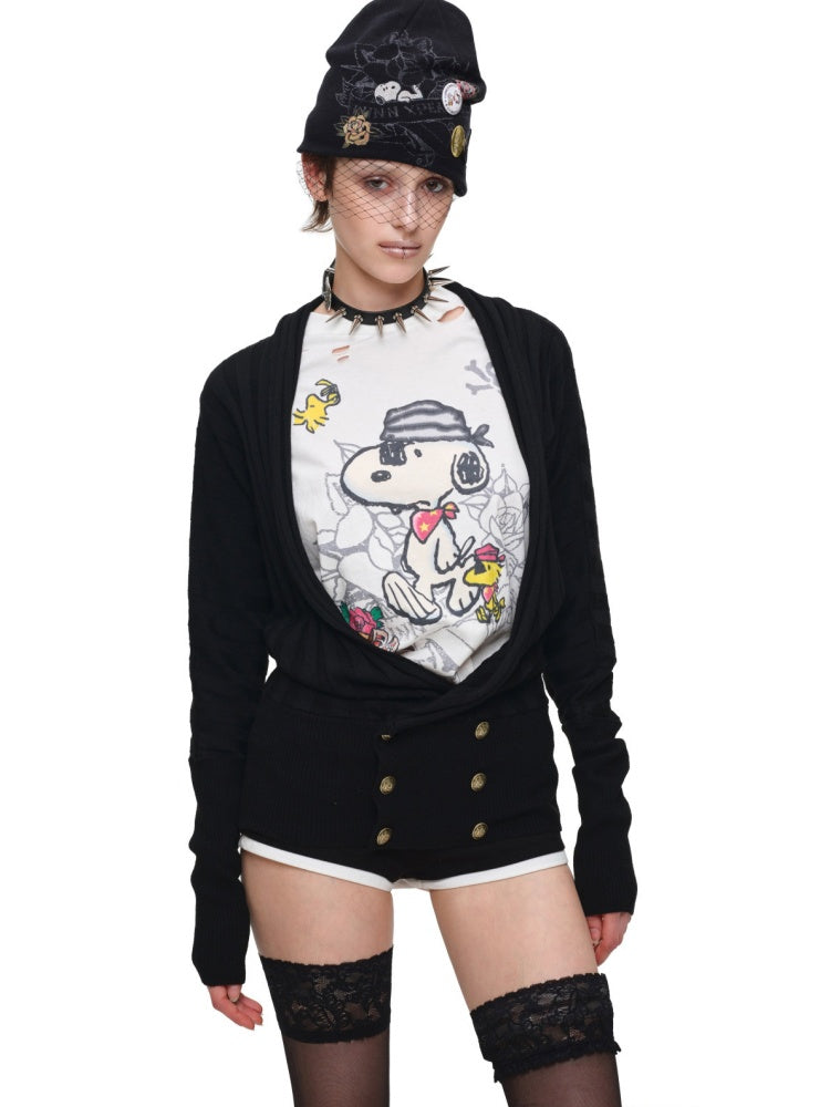 Napoleon Court Style Metallic Button Color-Blocked Low-Waist Suit Shorts【s0000017820】