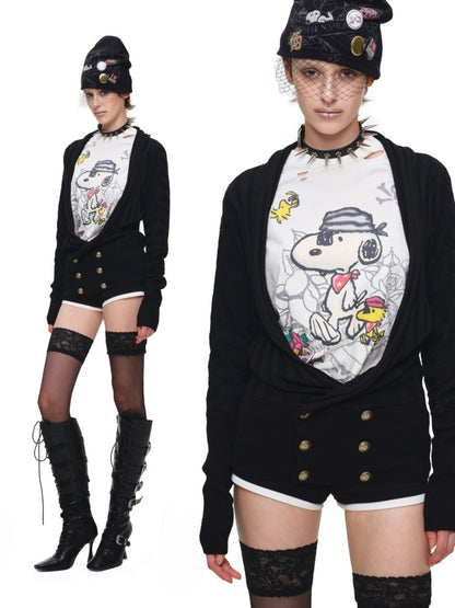 Napoleon Court Style Metallic Button Color-Blocked Low-Waist Suit Shorts【s0000017820】