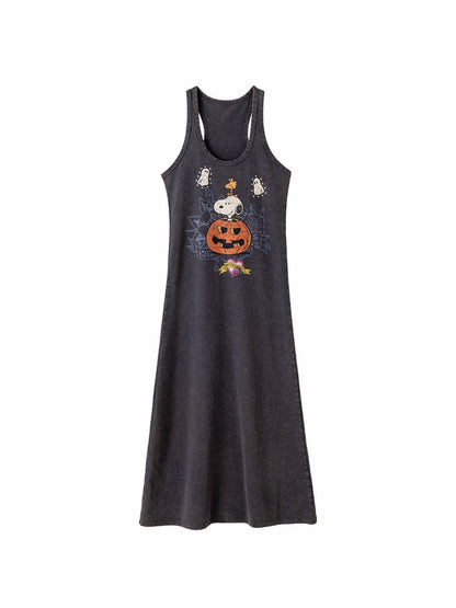 1JINN STUDIO × Snoopy Co-Branded American Vintage Cotton Large Print Washed Rhinestone Vest Dress【s0000017821】