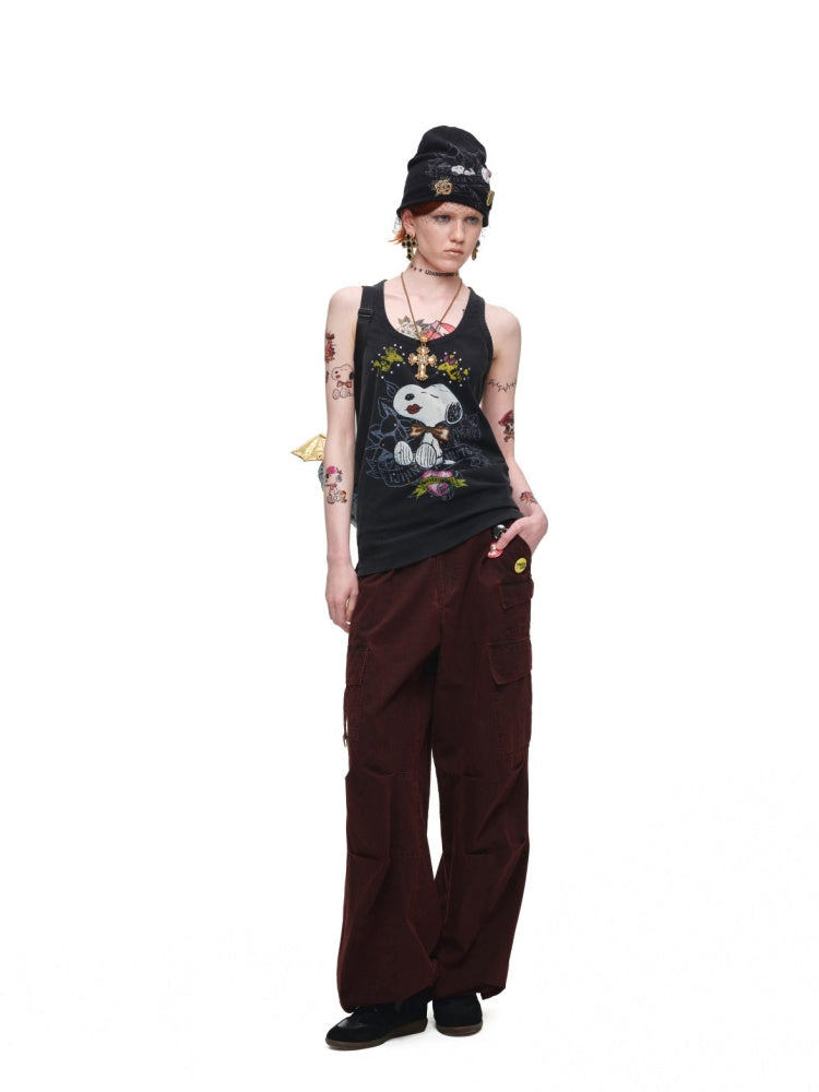 Heavy Works Washed Distressed Loose Multi-Pocket Work Pants【s0000017823】