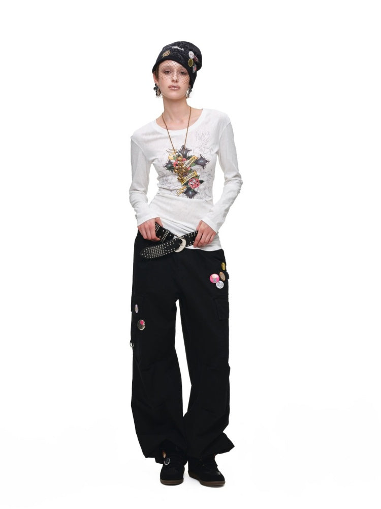 Heavy Works Washed Distressed Loose Multi-Pocket Work Pants【s0000017823】
