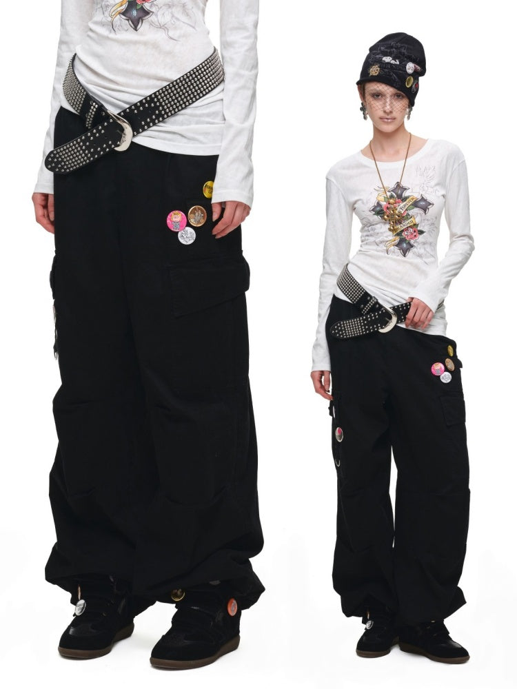 Heavy Works Washed Distressed Loose Multi-Pocket Work Pants【s0000017823】
