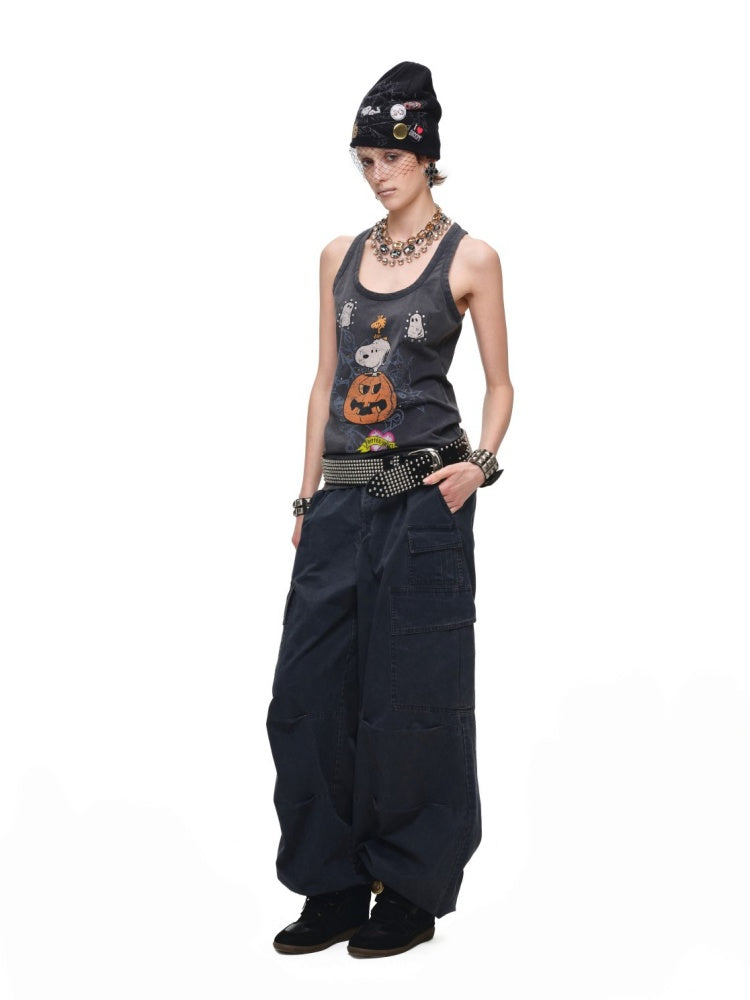 Heavy Works Washed Distressed Loose Multi-Pocket Work Pants【s0000017823】