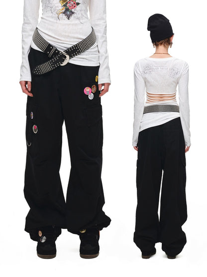 Heavy Works Washed Distressed Loose Multi-Pocket Work Pants【s0000017823】