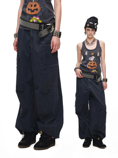 Heavy Works Washed Distressed Loose Multi-Pocket Work Pants【s0000017823】