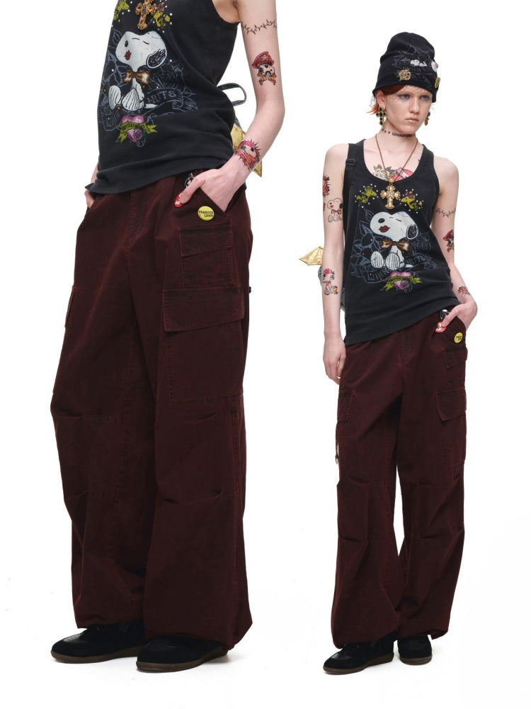 Heavy Works Washed Distressed Loose Multi-Pocket Work Pants【s0000017823】