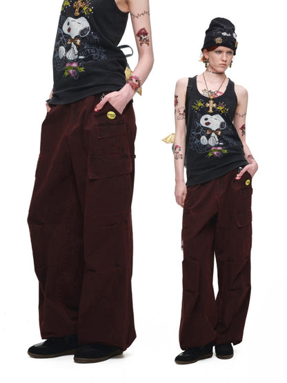 Heavy Works Washed Distressed Loose Multi-Pocket Work Pants【s0000017823】