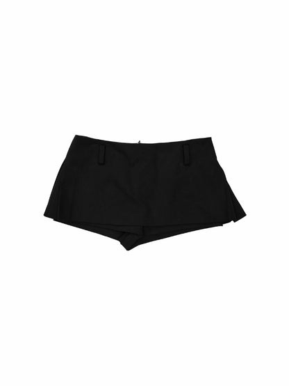 One-Piece Mid-Low Waist Hip-Hugging A-Line Without Waist Side I-Shaped Pleated Mini Skirt Pants【s0000017824】
