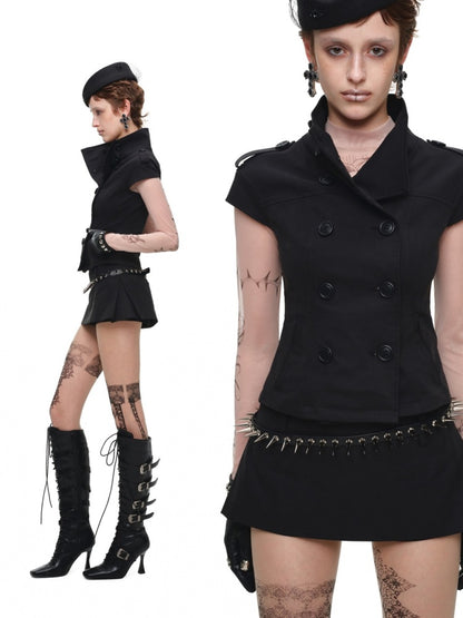 One-Piece Mid-Low Waist Hip-Hugging A-Line Without Waist Side I-Shaped Pleated Mini Skirt Pants【s0000017824】