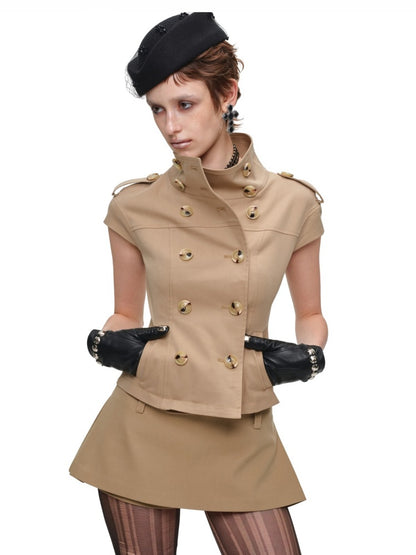 One-Piece Mid-Low Waist Hip-Hugging A-Line Without Waist Side I-Shaped Pleated Mini Skirt Pants【s0000017824】