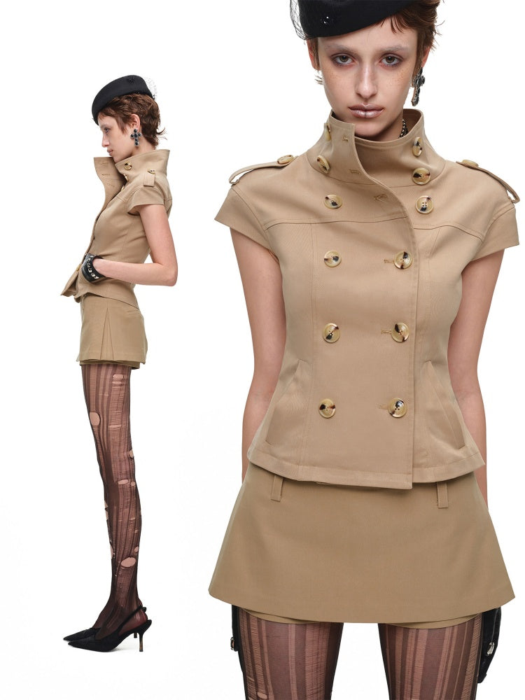 One-Piece Mid-Low Waist Hip-Hugging A-Line Without Waist Side I-Shaped Pleated Mini Skirt Pants【s0000017824】