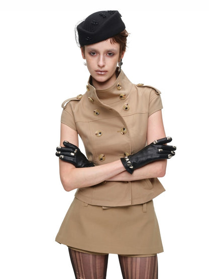 One-Piece Mid-Low Waist Hip-Hugging A-Line Without Waist Side I-Shaped Pleated Mini Skirt Pants【s0000017824】