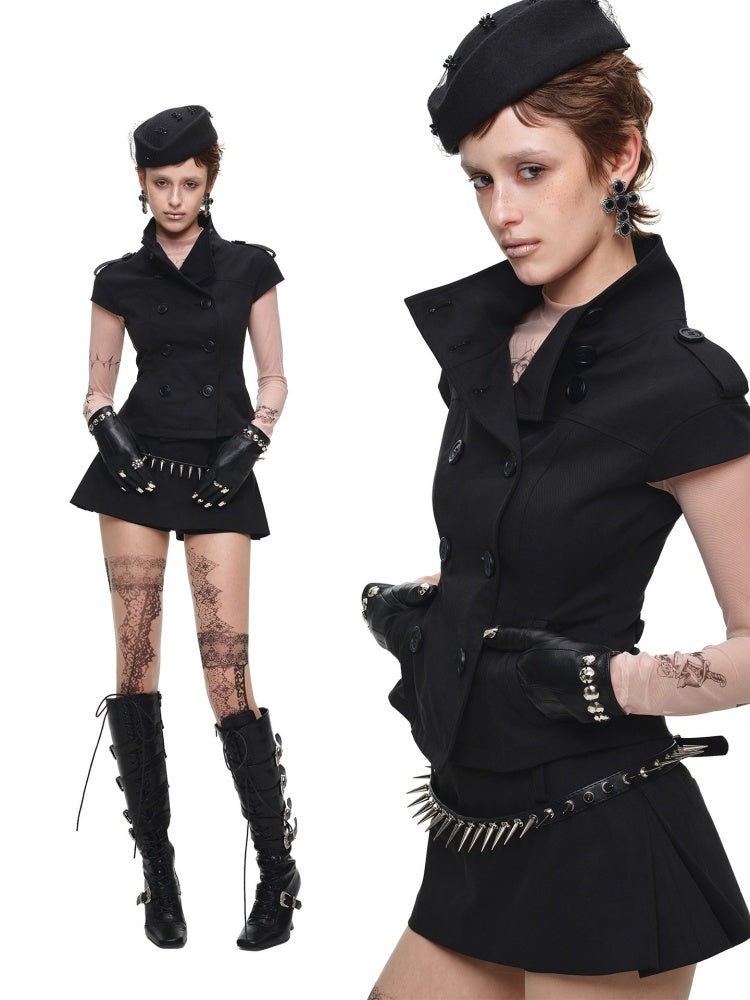 One-Piece Mid-Low Waist Hip-Hugging A-Line Without Waist Side I-Shaped Pleated Mini Skirt Pants【s0000017824】