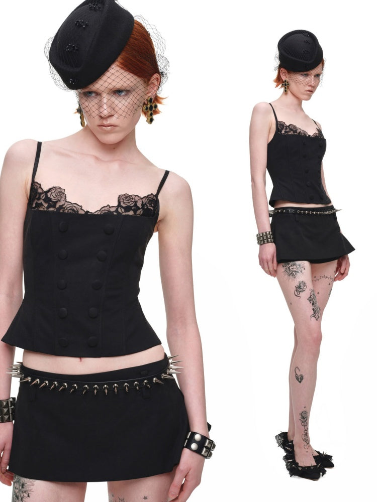 One-Piece Mid-Low Waist Hip-Hugging A-Line Without Waist Side I-Shaped Pleated Mini Skirt Pants【s0000017824】