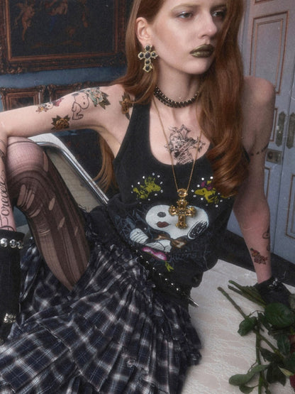 Irregular Deconstructed Multi-Layer Patchwork Plaid Slit Midi A-Line Long Cake Skirt【s0000017825】