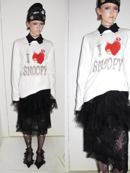 Lace Mesh Cake Multi-Layer Pleated Mid-Low Waist Short Skirt Two-Piece Set【s0000017826】