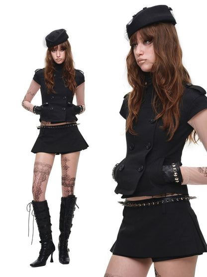 Stand-Up Collar Double-Breasted Waist-Cinching Slimming Small Fly Sleeve Trench Jacket【s0000017829】