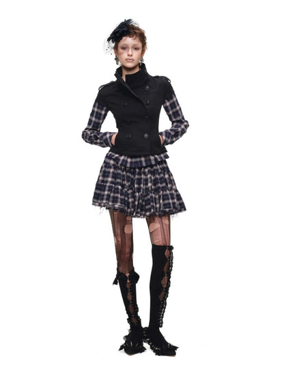 Stand-Up Collar Double-Breasted Waist-Cinching Slimming Small Fly Sleeve Trench Jacket【s0000017829】