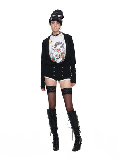 Double-Breasted Large V-Neck Bat-Sleeve Loose Knit Cardigan【s0000017832】