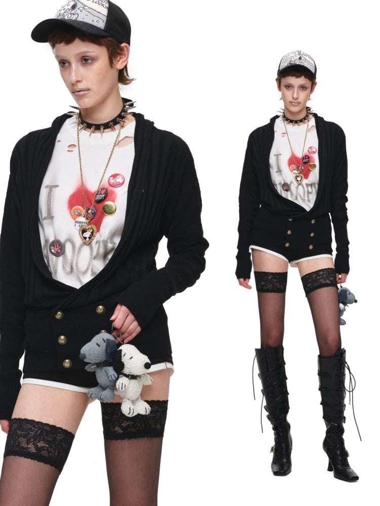1JINN STUDIO × Snoopy American Vintage Print Washed Loose Long-Sleeve T-Shirt【s0000017833】