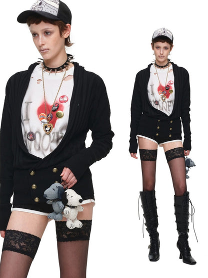 1JINN STUDIO × Snoopy American Vintage Print Washed Loose Long-Sleeve T-Shirt【s0000017833】