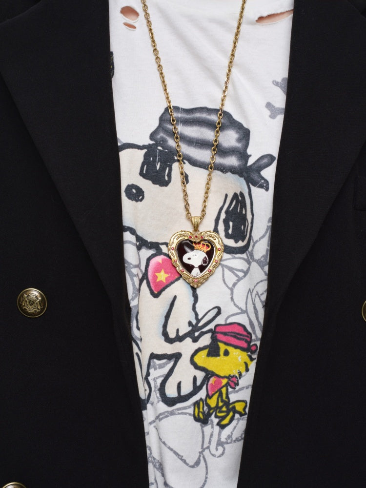 1JINN STUDIO × Snoopy Collaboration Vintage Distressed Washed Worn-Out Large Print Loose Long-Sleeve T-Shirt【s0000017834】