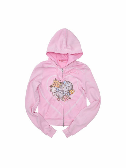 1 JINN STUDIO x Snoopy Collaboration Vintage Printed Washed Cardigan Hoodie Sweatshirt Sweatpants Two-Piece Set【s0000017835】